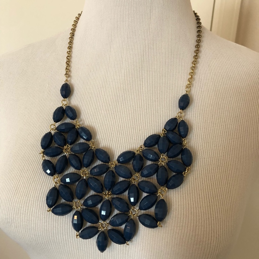 Navy Bead Statement Necklace